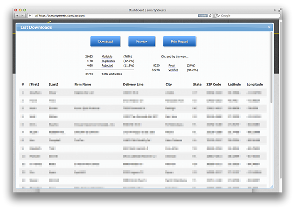Preview of list