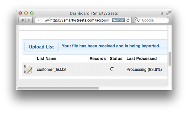 List is being processed