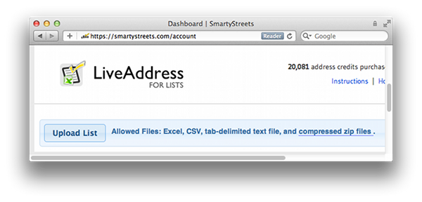 Upload List button